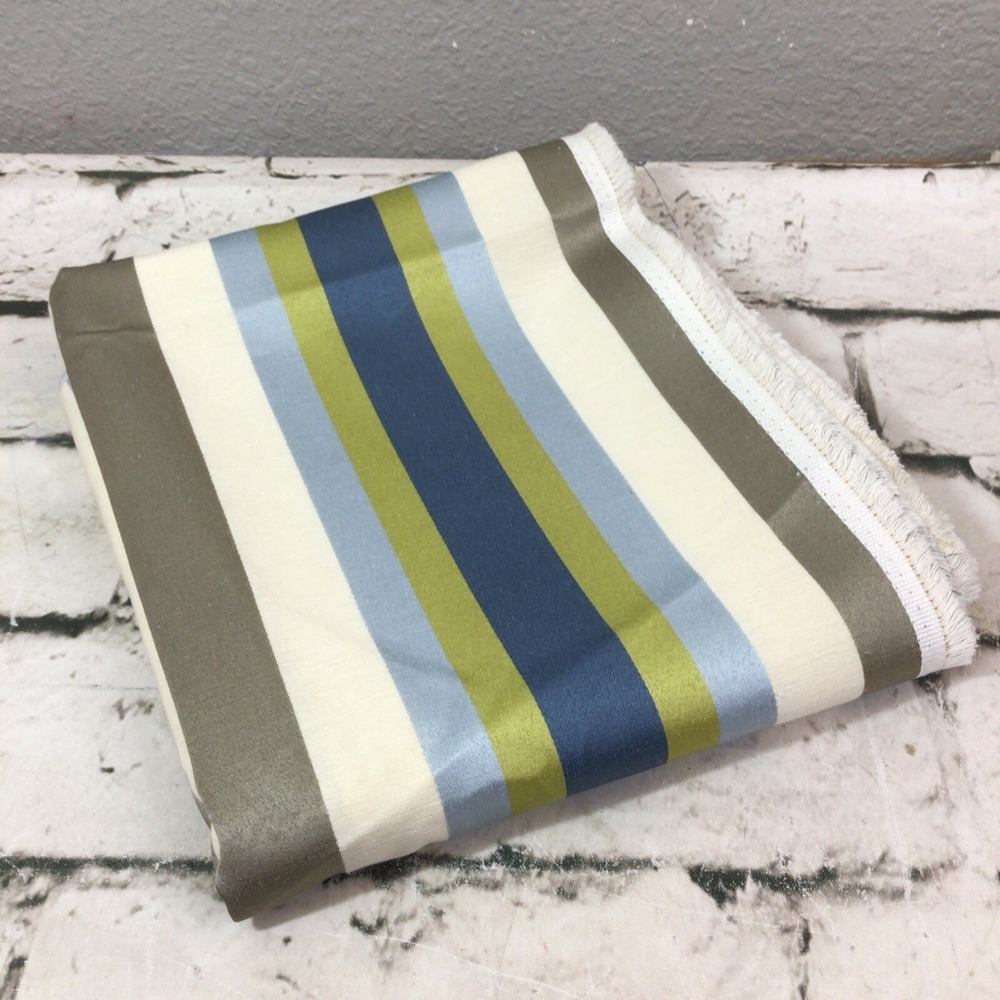 Striped Fabric Green Blue Gray Crafts Sewing  34 X 2Yrs